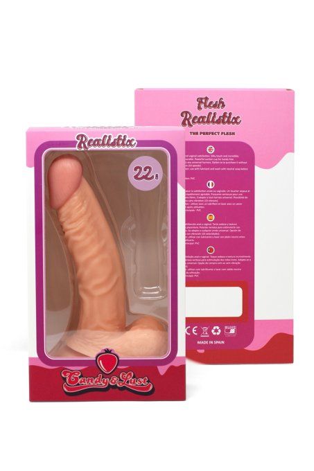 Realistix Gode courbé ventouse avec testicules 22.5 cm