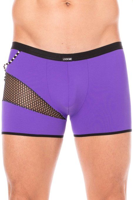 Boxer violet résille noire design coté