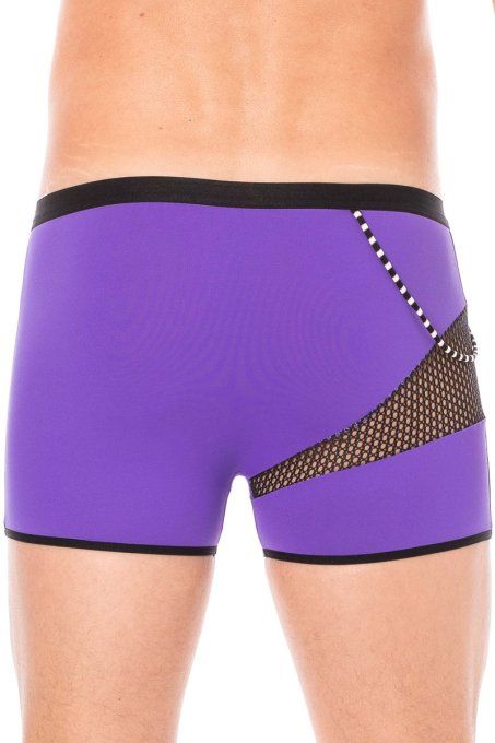 Boxer violet résille noire design coté